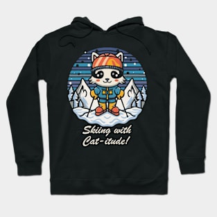 Skiing with Cat-itude! Cat Skier. Hoodie